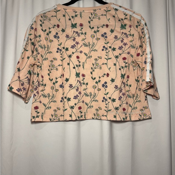 Adidas Floral Cropped Tee Peach Pink Women’s S - Picture 5 of 6